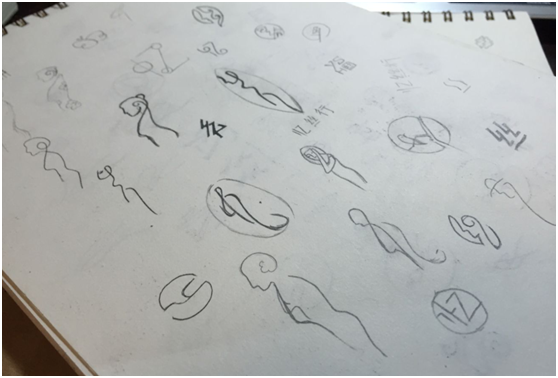 丝绸品品牌LOGO设计手稿图